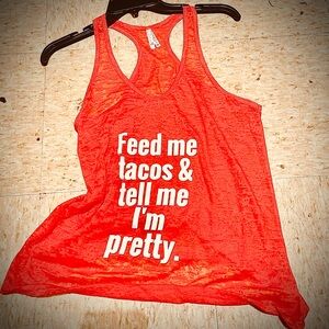 New Orange Graphic Tank Top Feed Me Tacos & Tell Me I’m Pretty